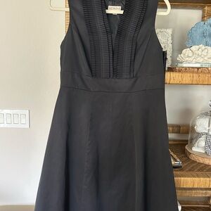 Black Pleated V-Neck Dress